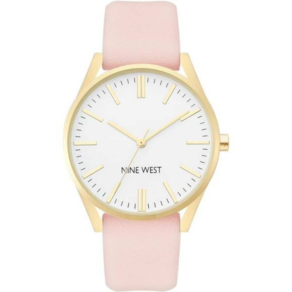 Women's Pink Strap Watch Gold Markers Quartz Analog 40mm Everyday Fashion
